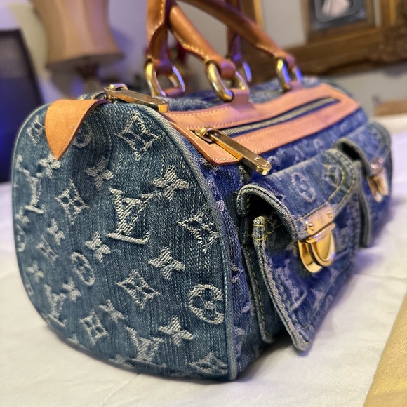 AUTHENTIC LOUIS VUITTON NEO SPEEDY DENIM HANDBAG - Picture 5 of 16